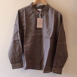 Garnet Hill Linen Long Sleeve Shirt Size 14